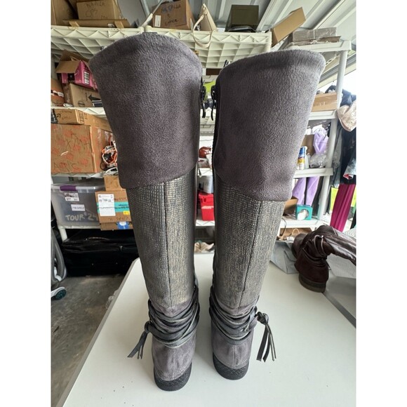 Patrizia Maxie knee high Tall Riding  boots shoe size 10 M gray faux leather - Picture 2 of 7